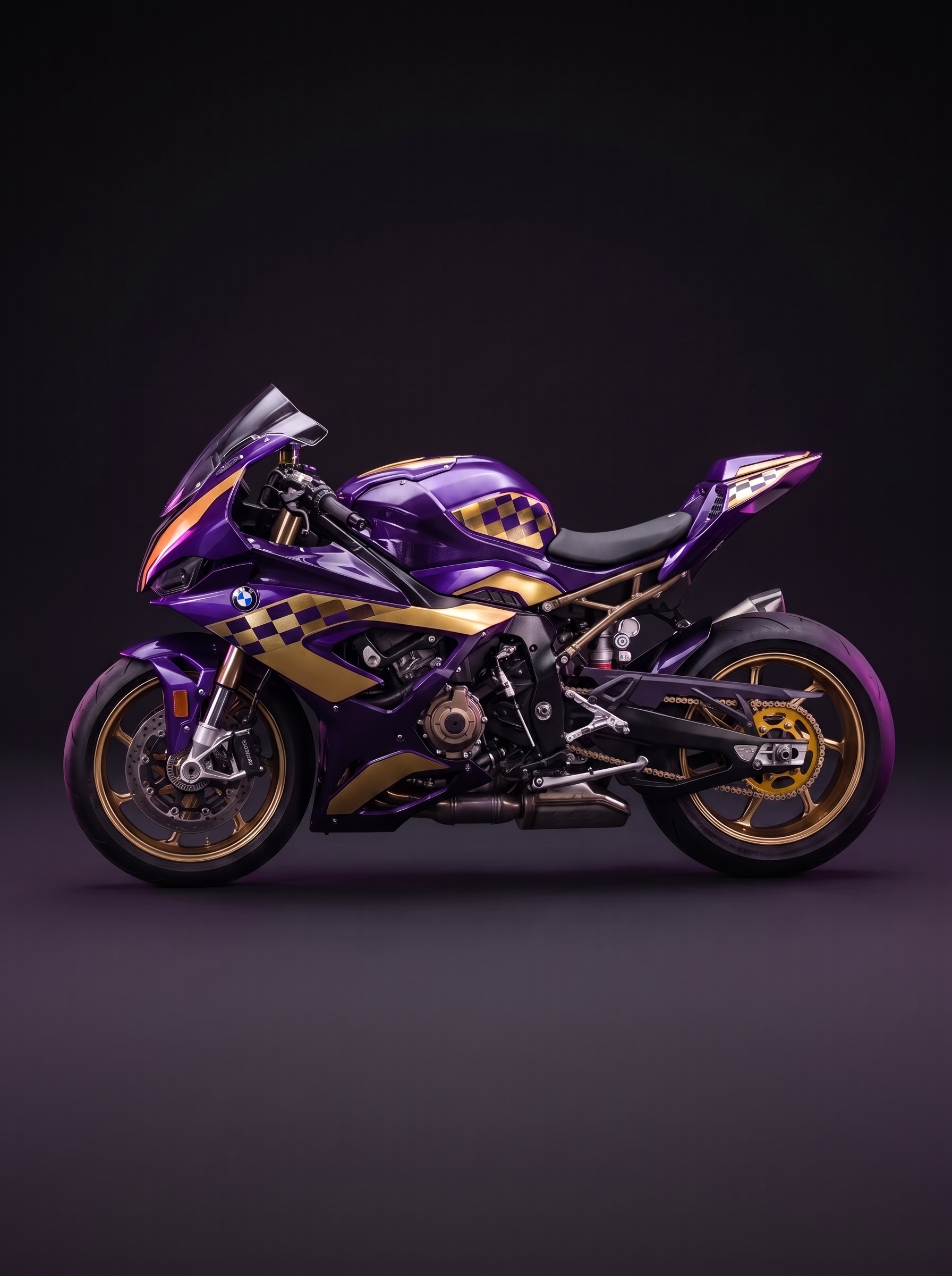 Custom purple and gold Cheque Book Racing BMW S1000RR
